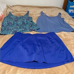 L.L. Bean 3 Piece Skirted Swim Tankini Set 18/20 Women’s